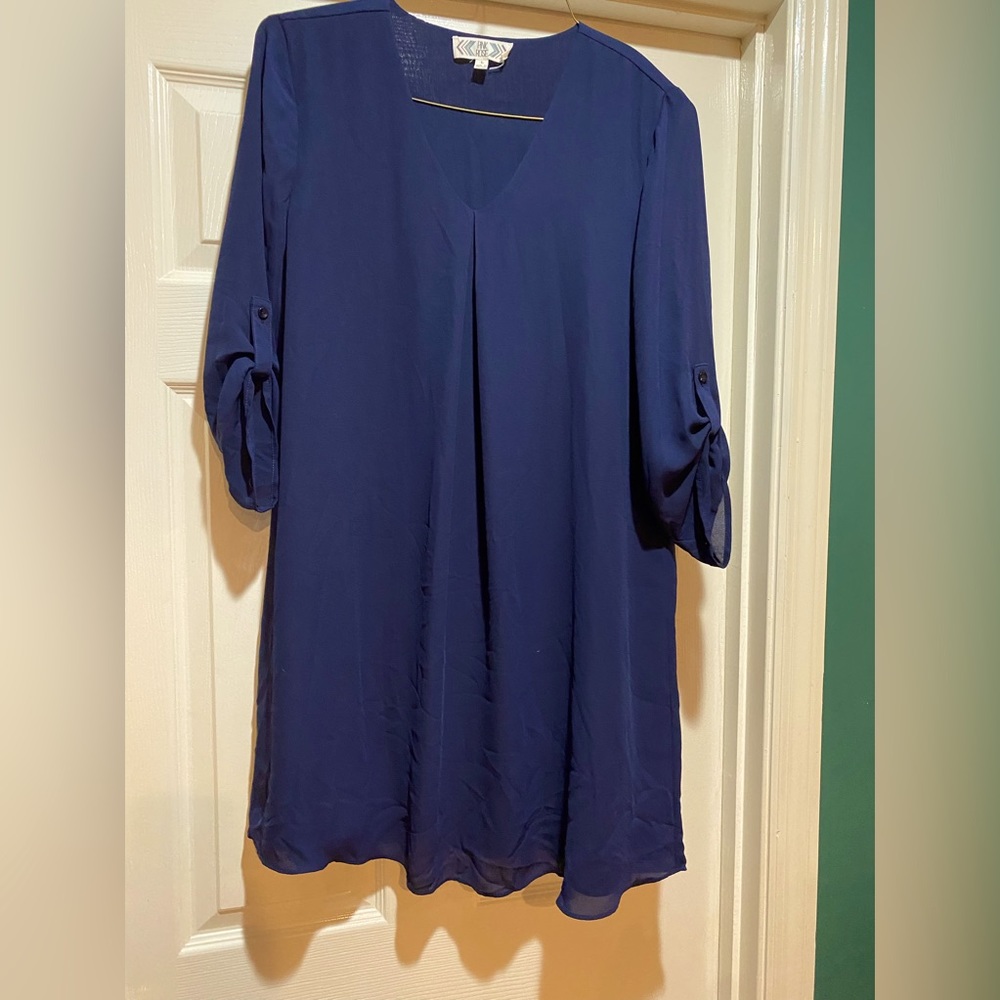 Dress- 3/4 length sleeves Navy Blue knee length